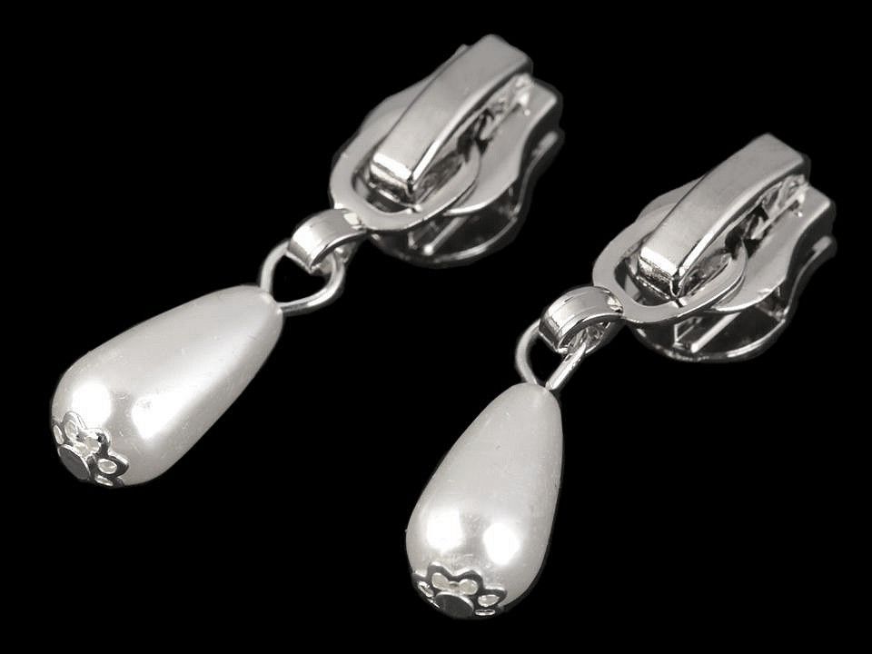 Oválná perla - jezdec ke sp. zipům 6 mm