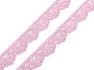 Růžová elastická krajka 16 mm