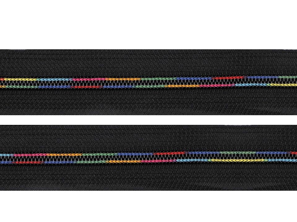 Zip duhový spirálový 6 mm - černý