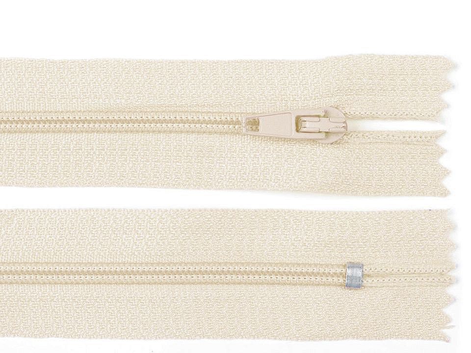 Zip spirálový 3 mm délka: 20 cm - různé barvy - Béžová nejsvětlejší - zip spirálový 20 cm