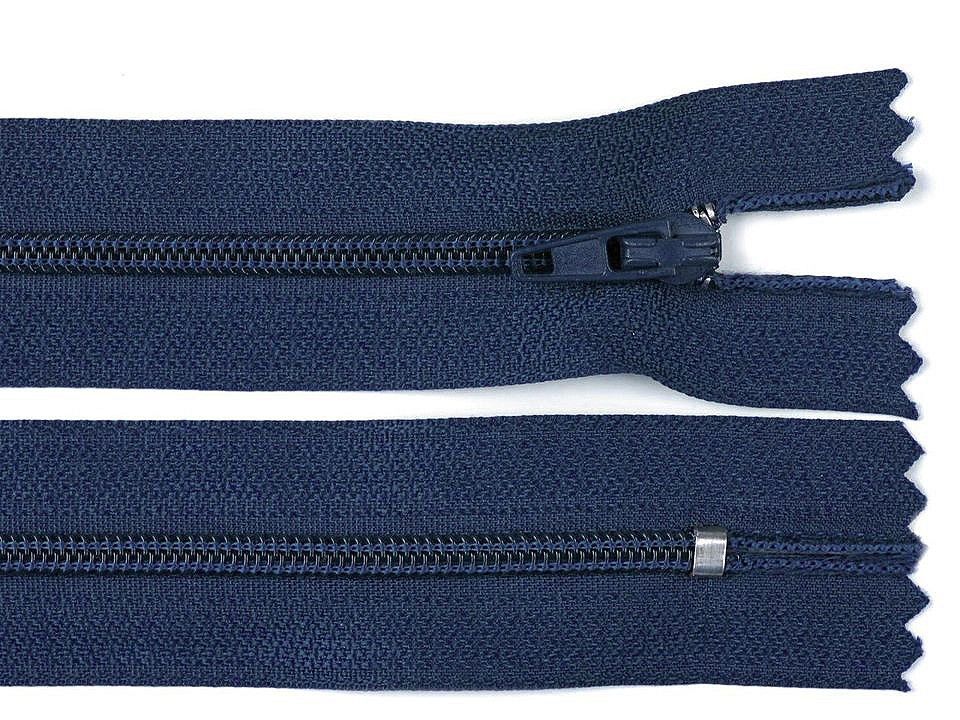 Zip spirálový 3 mm délka: 20 cm - různé barvy - Modrá tmavá - zip spirálový 20 cm