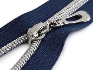Zip spirálový se stříbrnými zoubky - 50 cm