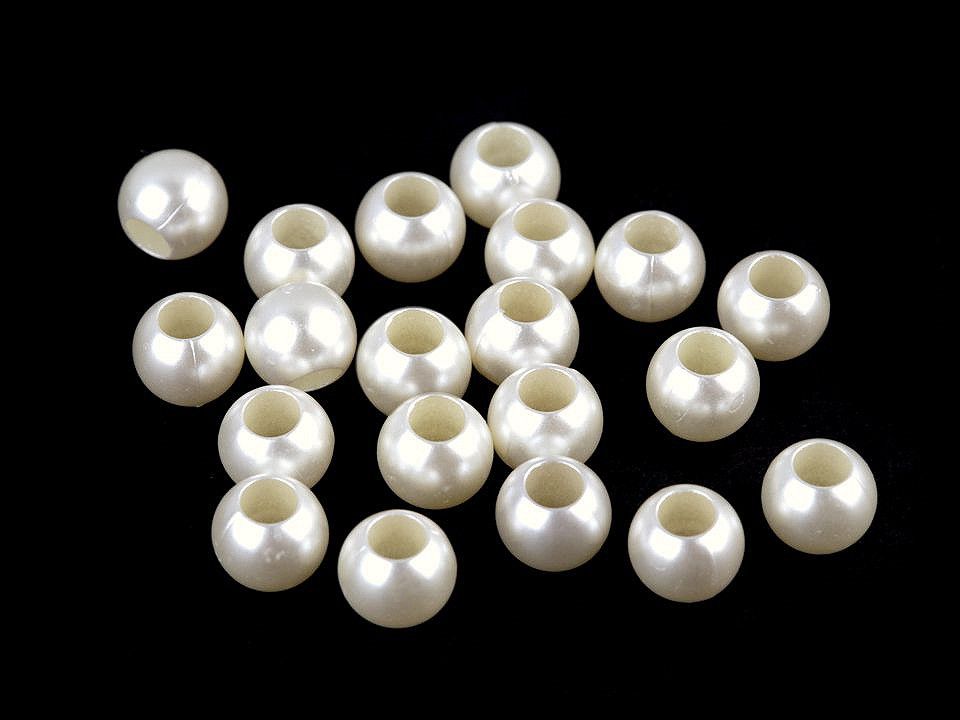 Korálky perleťové s velkým průvlekem 8x10 mm