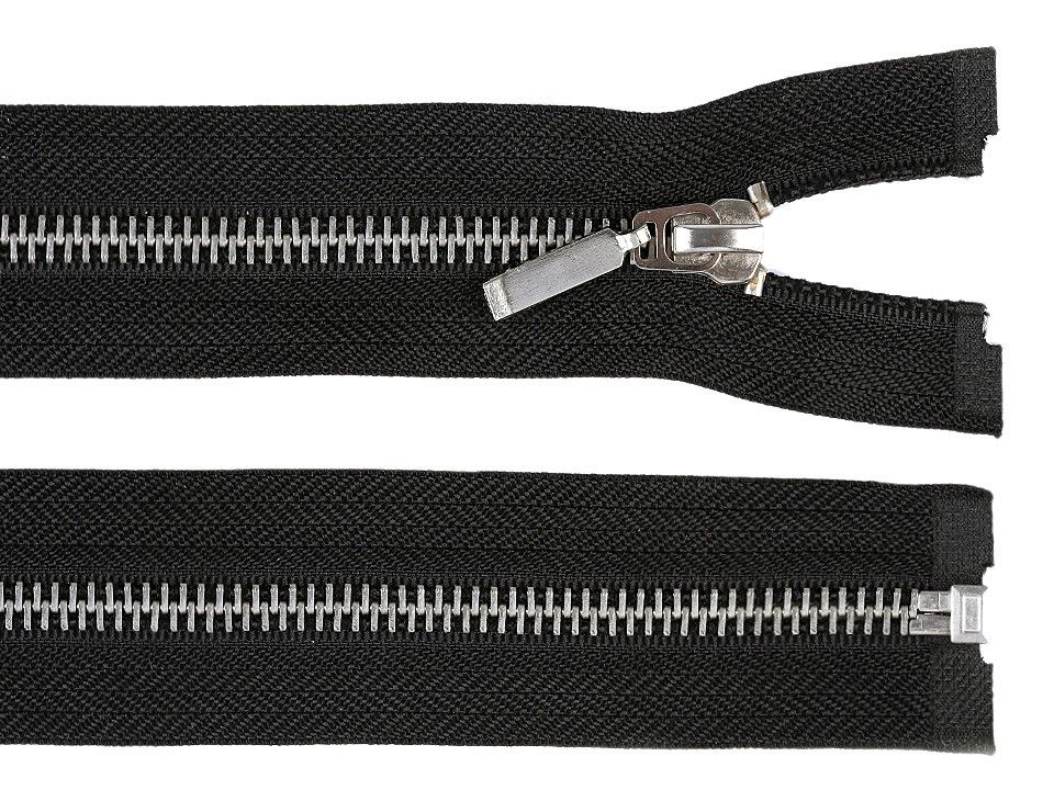 Kovový / mosazný zip šíře 6 mm délka 60 cm - černý