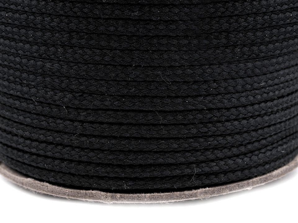 Šňůra oděvní PES Ø2 mm - černá