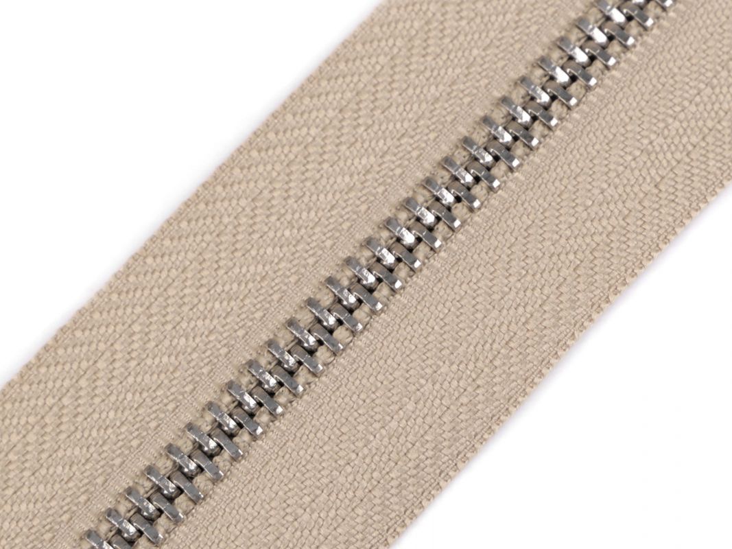 Zip kovový 5 mm v metráži - béžový
