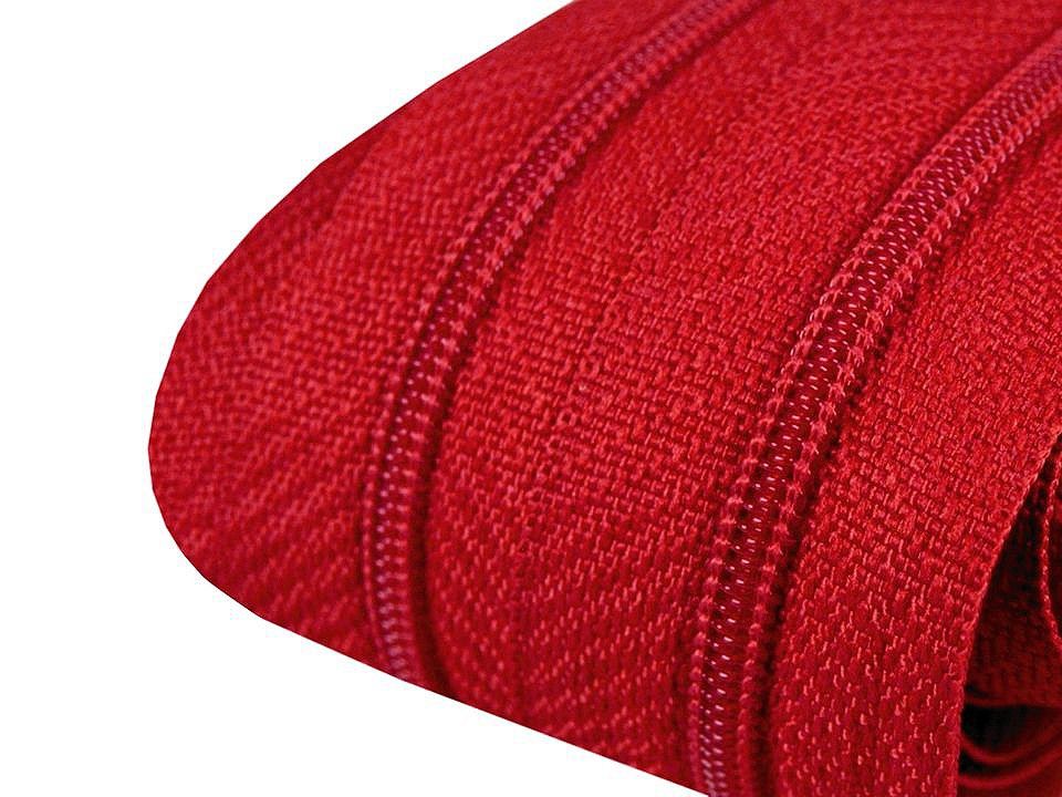 Zip spirálový 3 mm metráž - barva červená