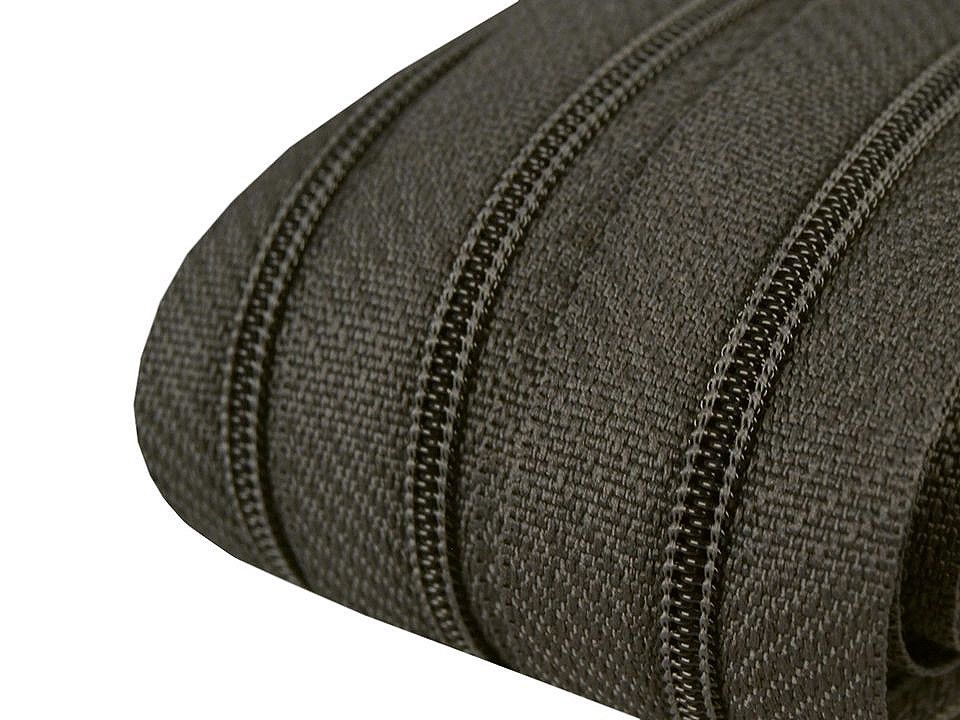 ZIP spirálový 3 mm metráž - výběr barev - Šedá tmavá - zip 3 mm Zip spirálový 3 mm metráž, barva: šedá tmavá