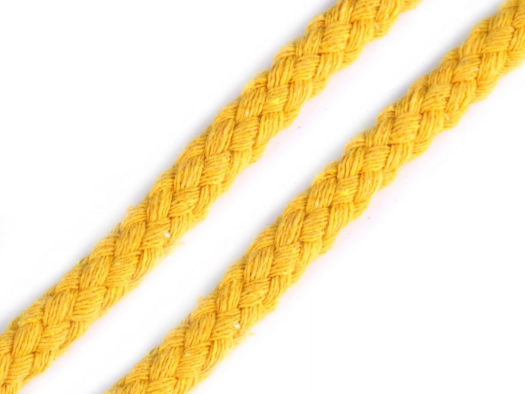 Oděvní šňůra na vak Ø10 -12 mm splétaná - žlutá