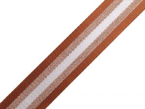 Popruh hladký oboustranný s lurexem 40 mm - hnědá koňak+měděná