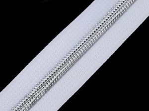 Zip spirálový se stříbrnými zoubky 5 mm - bílý 
