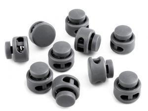 Brzdičky s dvěma dírkami 13x15 mm kulaté - šedé