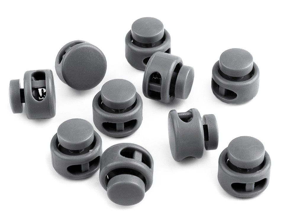 Brzdičky s dvěma dírkami 13x15 mm kulaté - šedé