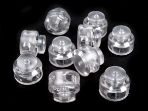 Brzdičky s dvěma dírkami 13x15 mm kulaté - transparent