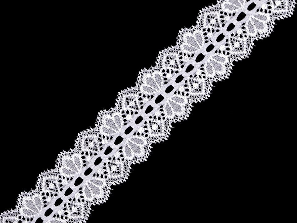 Krajka elastická v šíři 36 mm - bílá