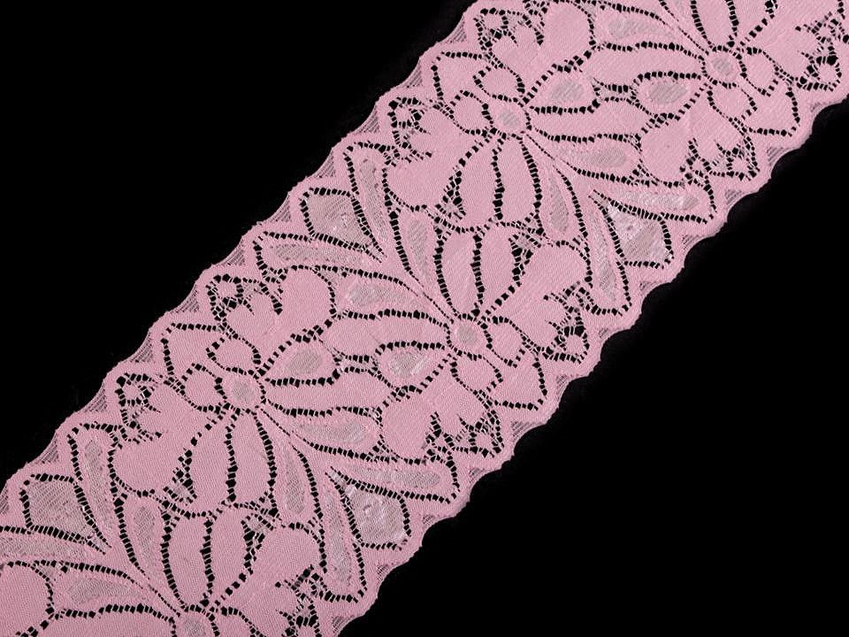 Krajka elastická růžová v šíři 8 cm