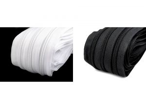 Zip spirálový šíře 5 mm metráž pro jezdce typu BX - bílý a černý