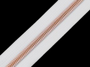 Zip spirálový 5 mm - bílá-růžovozlatá