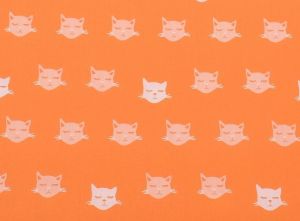 Bavlna kolekce Oh, Meow s kočkami - oranžová