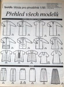 Burda pro plnoštíhlé 1/1995 - přehled střihů