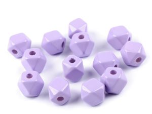 Korálky plastové kostka / diamant 12x12 mm - fialové