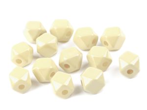 Korálky plastové kostka / diamant 12x12 mm - smetanové