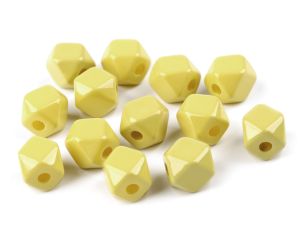 Korálky plastové kostka / diamant 12x12 mm - světlá žlutá