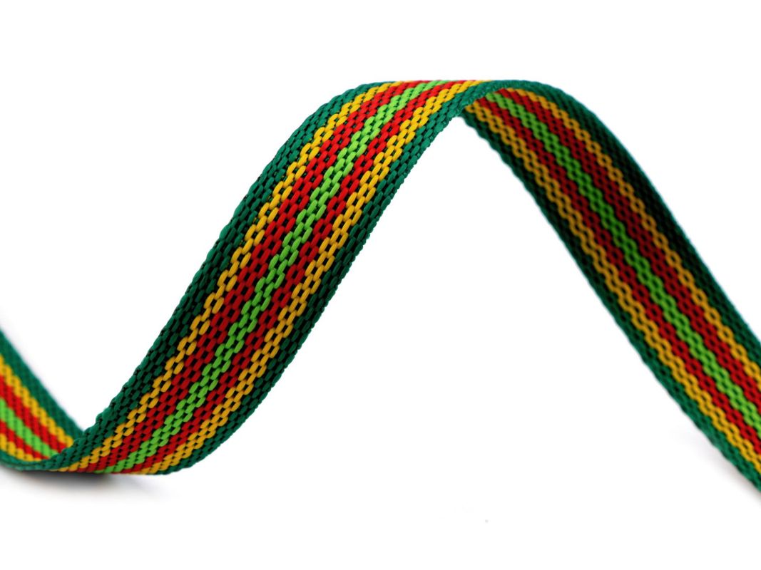 Popruh oboustranný 20 mm - 3 varianty - Zelená-žlutá - popruh 20 mm