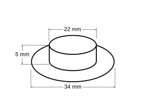 Průchodky s podložkou vnitřní Ø22 mm / vnější Ø34 mm - rozměry
