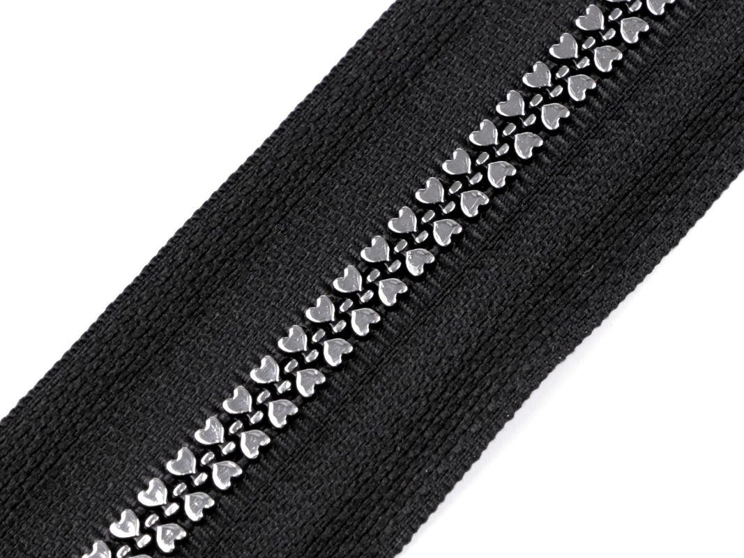 Zip kostěný No 5 designový metráž - stříbrný