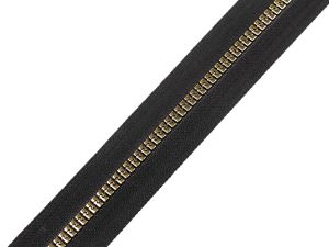 Zip kostěný No 5 designový metráž - černo-zlatý