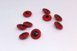 Knoflíky Ø 15 mm - červenočerné se spodním přišíváním