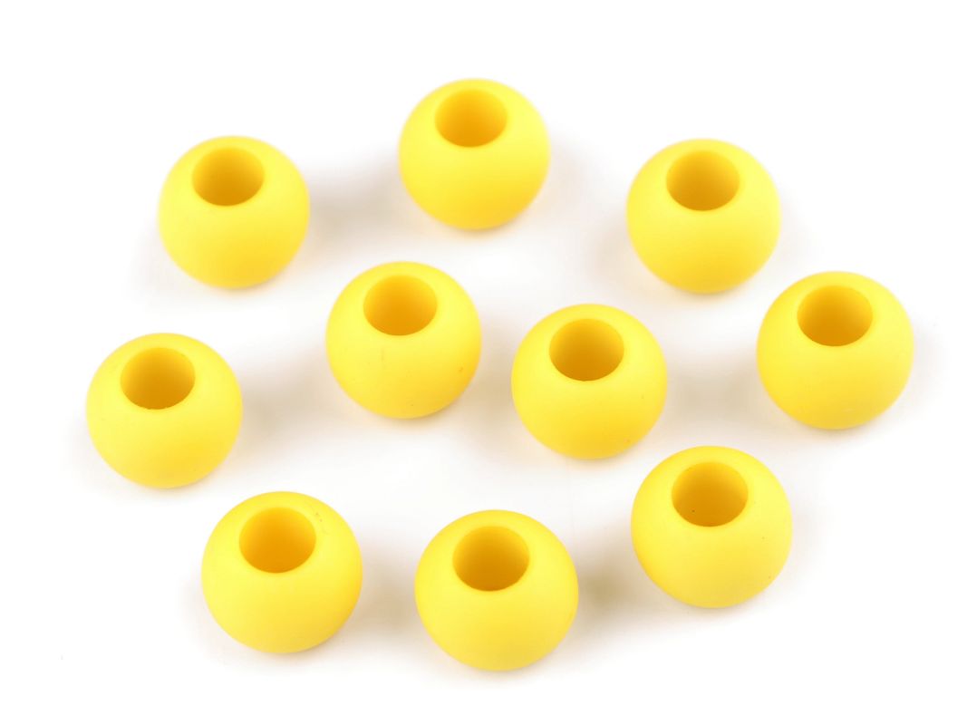 Korálky plastové matné s velkým průvlekem / plavkové 10x12 mm - žluté
