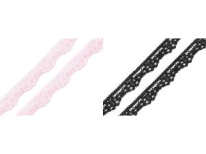 Krajka elastická 15 mm - růžová a černá