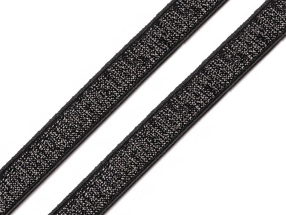 Pruženka ramínková s lurexem 10 mm - černá
