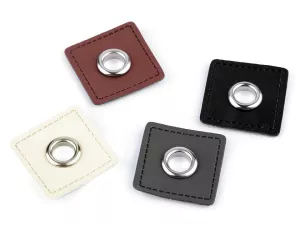 Průchodka s koženkovým čtverečkem k našití, průvlek 8 mm - barvy