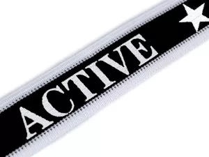 Lampas / oděvní stuha Active 22 mm - černobílý