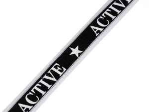 Lampas / oděvní stuha Active 22 mm - černobílý