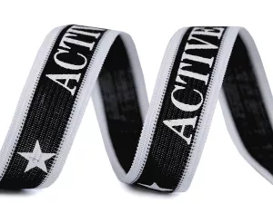 Lampas / oděvní stuha Active 22 mm - černobílý