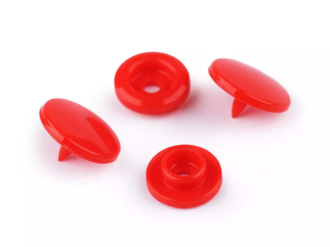 Patentky plastové / stiskací knoflíky vel. 18" - červená světlá