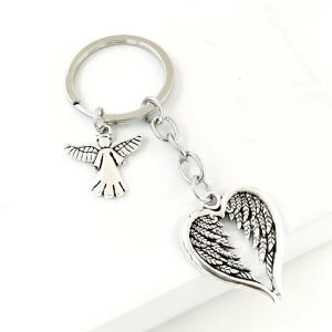 Přívěsek na klíče: Anděl s křídly - starobylé stříbro