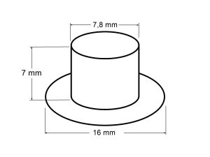 Průchodky s podložkou vnitřní Ø7,8 mm / vnější Ø16 mm s kamínky - rozměry