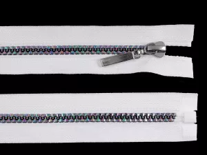 Zip kostěný duhový No5 - 70 cm - bílý