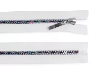 Zip kostěný duhový No5 - 70 cm - bílý