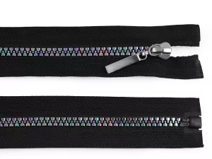 Zip kostěný duhový No5 - 70 cm - černý