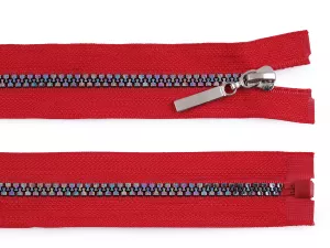 Zip kostěný duhový No5 - 70 cm - červený