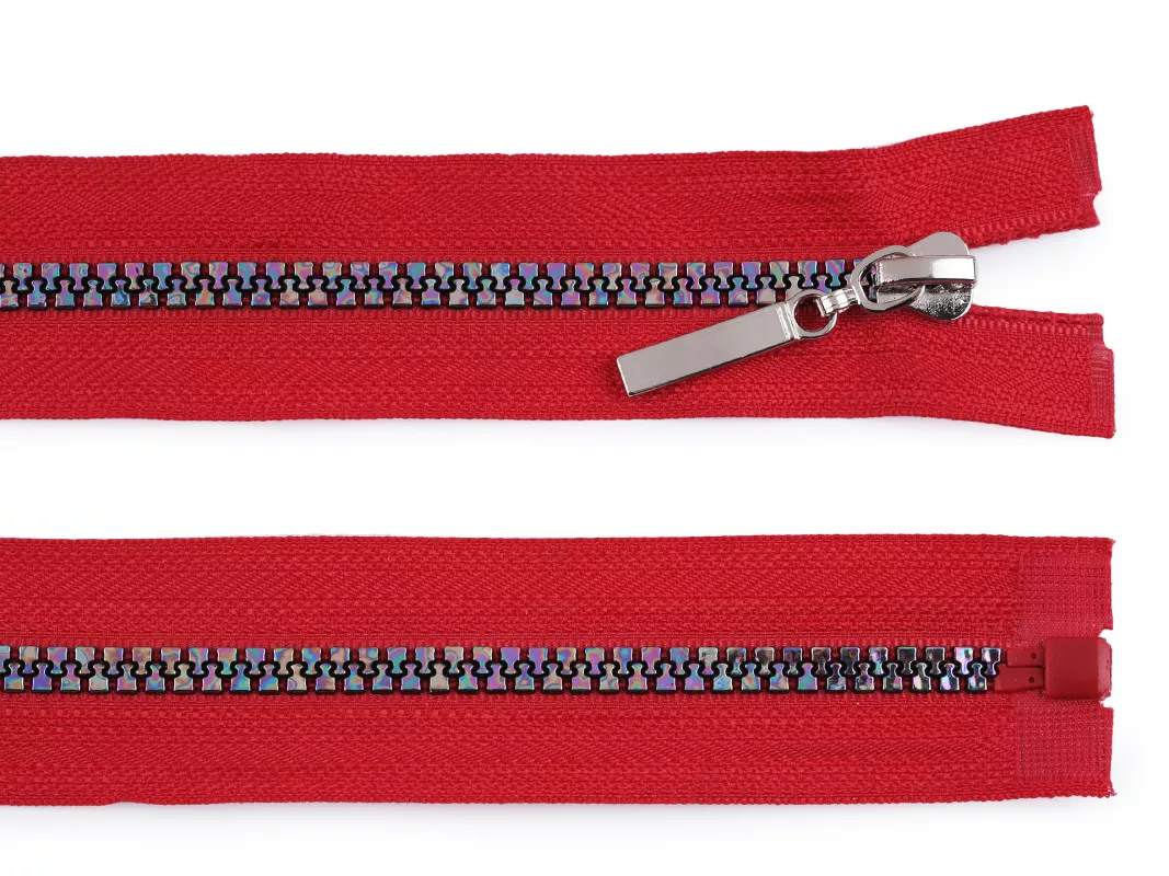 Zip kostěný duhový No5 - 70 cm - červený
