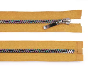 Zip kostěný duhový No5 - 70 cm - hořčicový