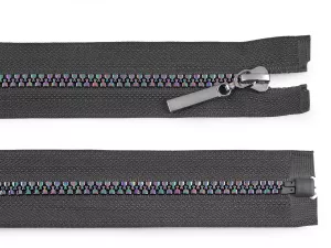 Zip kostěný duhový No5 - 70 cm - šedý