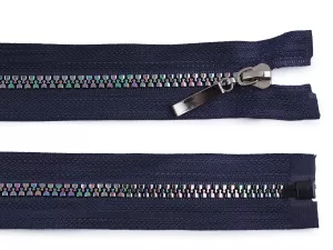 Zip kostěný duhový No5 - 70 cm - tm. modrý